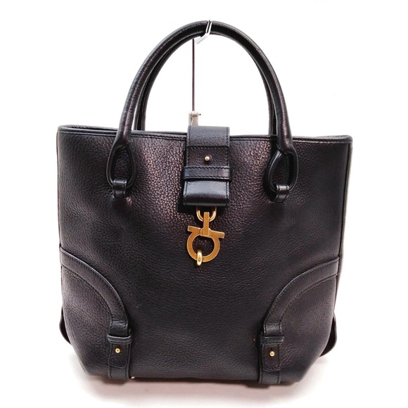 Salvatore Ferragamo Handbags - Salvatore Ferragamo Black Satchel with Gold Hardware